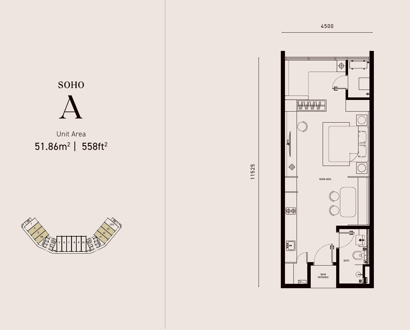 Armani Hallson SOHO Type A floor plan