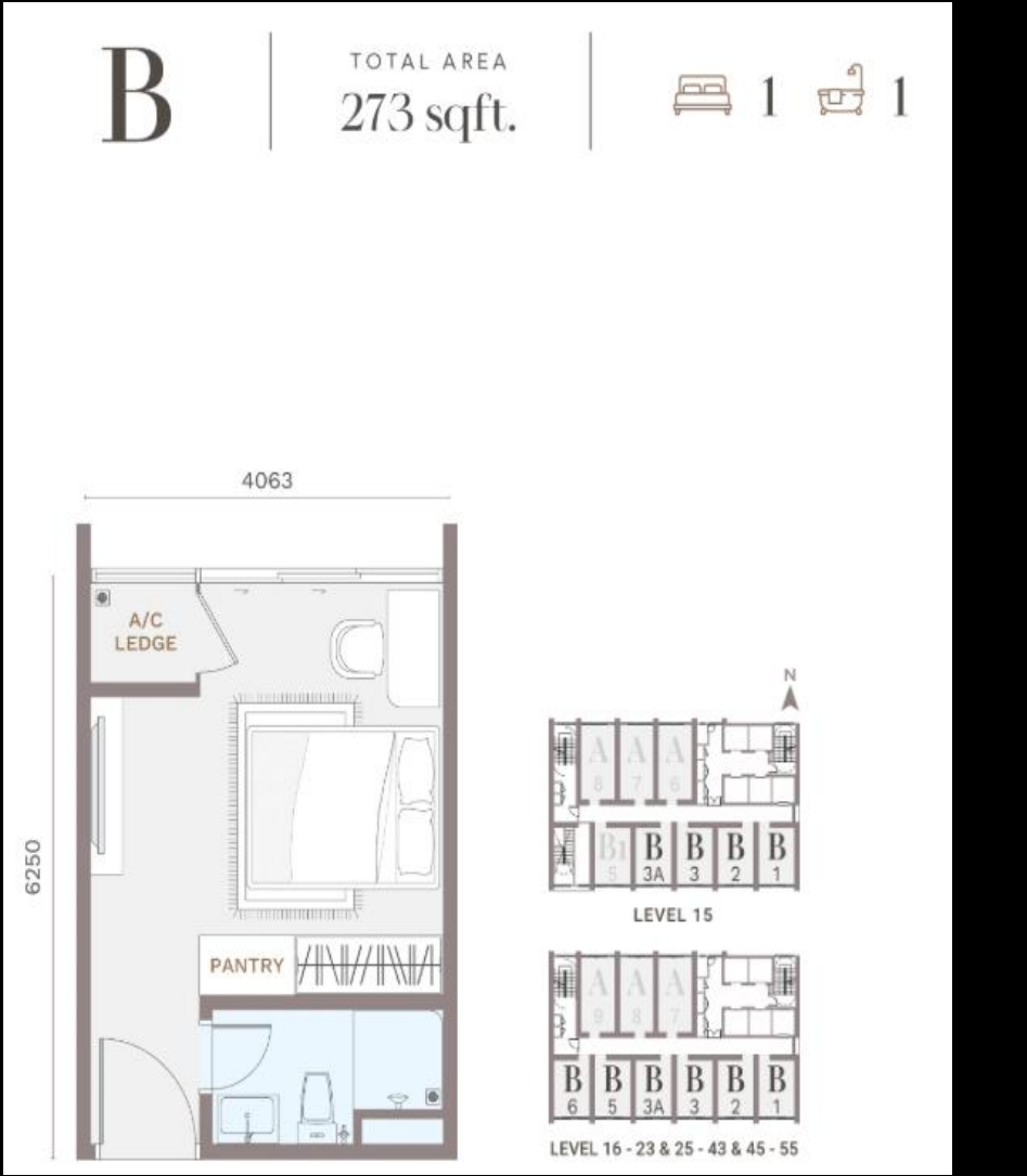 Armani Prestige Type B, 273 sq ft floor plan