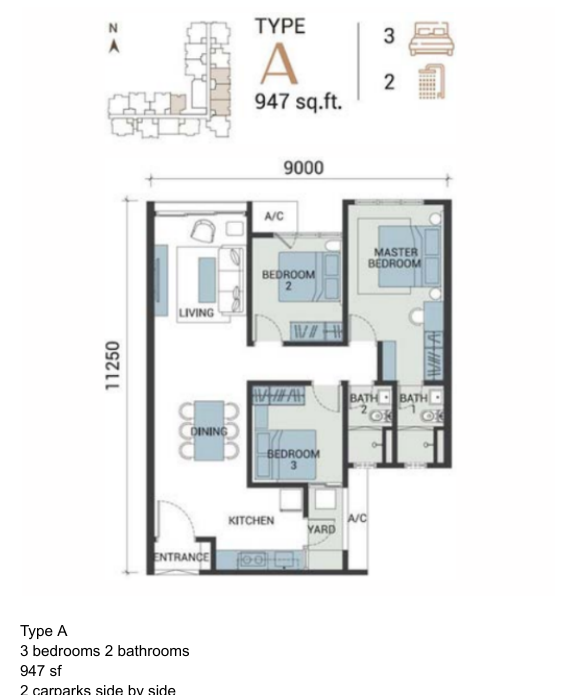Veridian Residence Type A floor plan