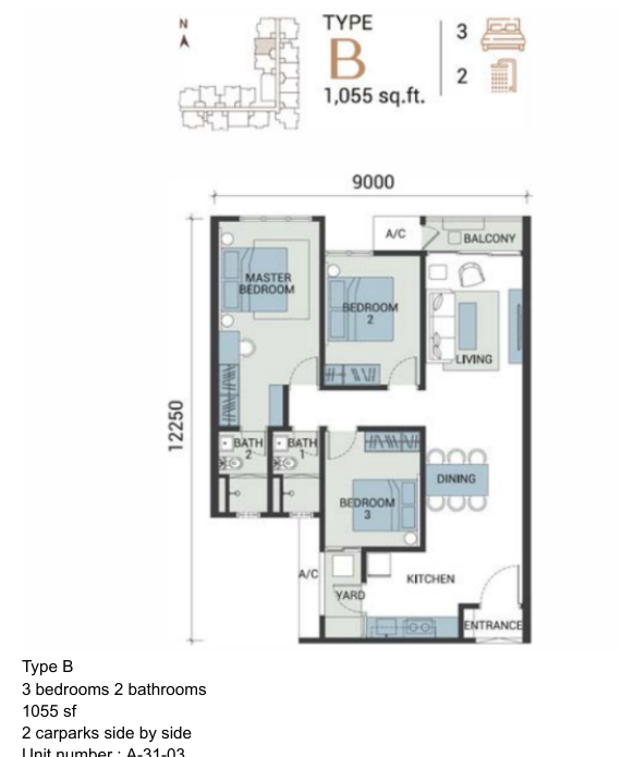 Veridian Residence Type B floor plan