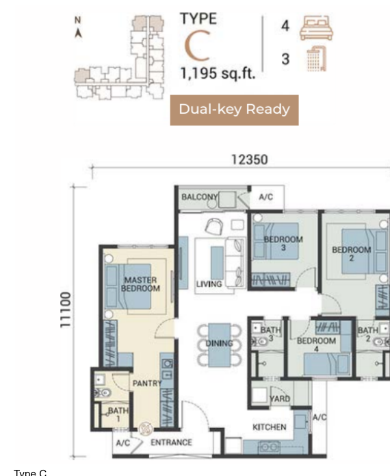Veridian Residence Type C floor plan