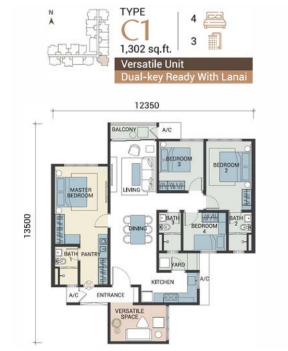 Veridian Residence Type C1 floor plan
